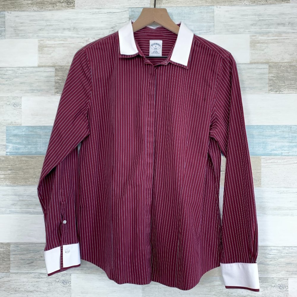 Brooks Brothers Fitted Button Down Shirt Red White